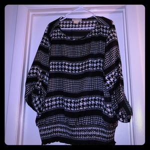 Michael Kors Black & White Patterned Blouse